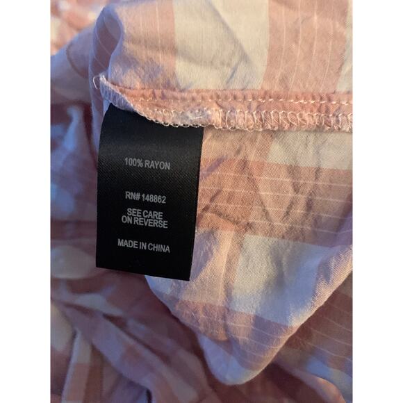 Torrid baby doll pink gingham button up long sleeve size 0 10 medium - Picture 7 of 7